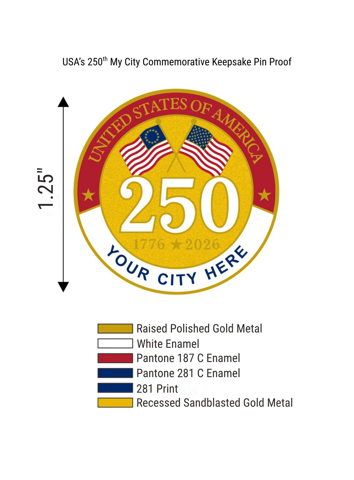 USA's 250th My City Keepsake Pins (10,000 pcs) - Limited-Time Presale